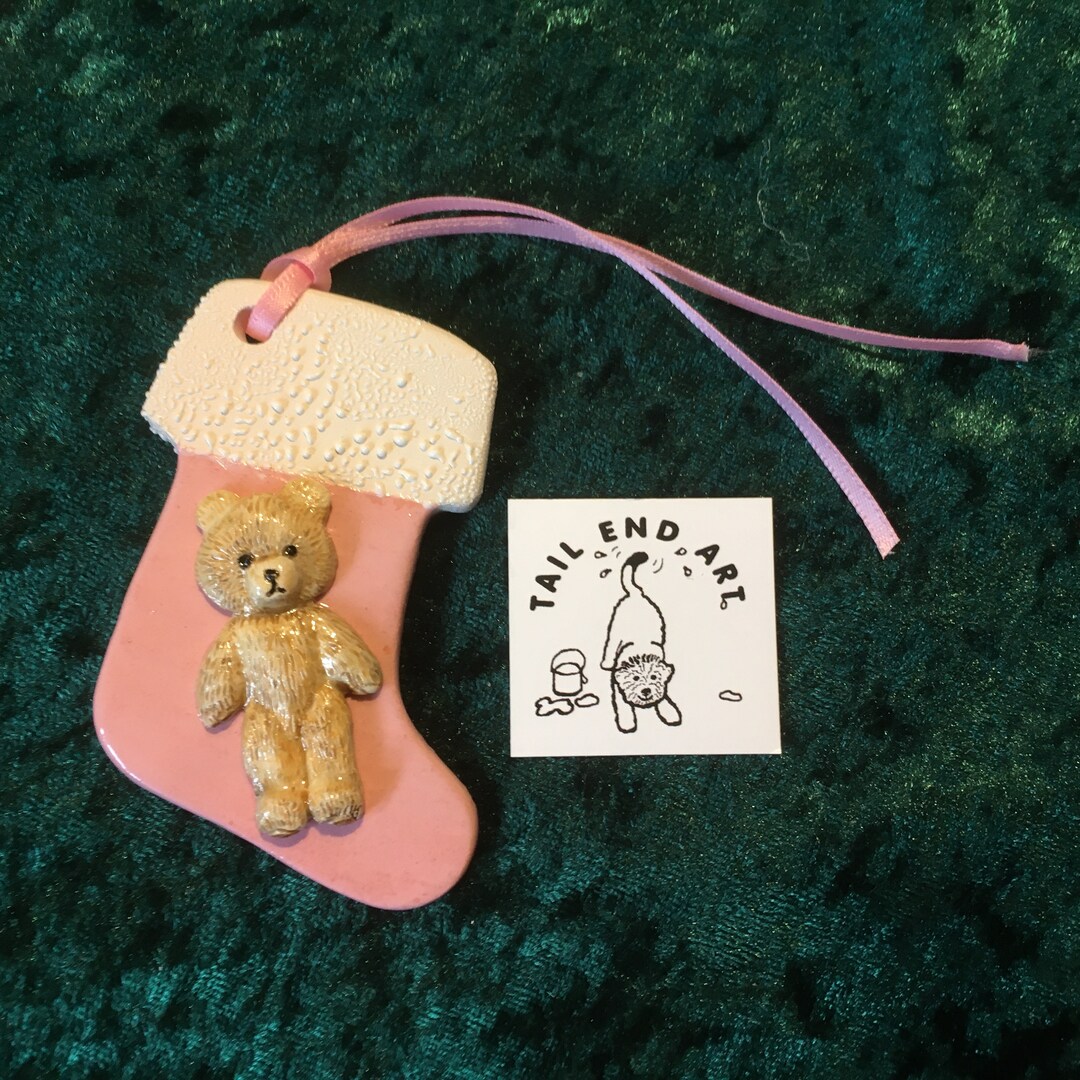 Teddy Bear Christmas Stocking Decoration rosa Etsy España