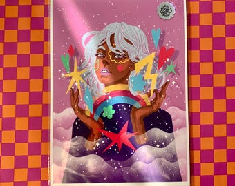 Magician of Emotions, hand drawn illustration, A5, A4, A3 art print, printed on 312gsm fine art paper