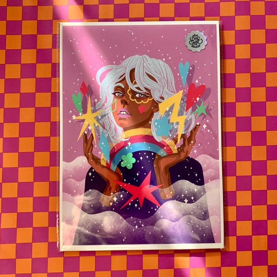 Magician of Emotions, hand drawn Illustration,  A5, A4, A3 art print, printed on 312gsm Fine Art paper