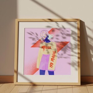 Hand drawn illustration 21 x 21 cm, Dopamine decor art print, printed on 312gsm fine art paper image 2