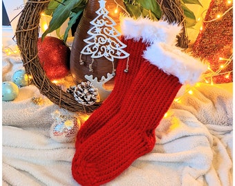 Christmas Socks, Festive Socks, Santa Socks, Knitted House Socks, Chunky Knitted Socks, Winter Sockss,