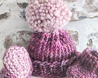 Baby Girl Hat, Baby Beanie, Baby Girl 2 Piece, Baby Girl Booties. Merino Wool, Baby Matching Hat & Boots, Hand-knitted Baby Hat