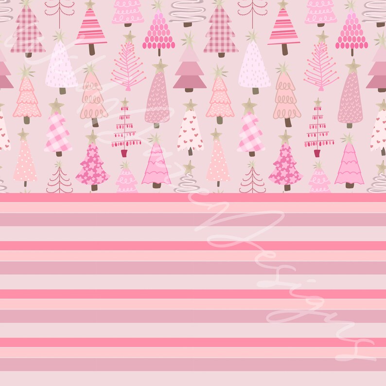 Pink Christmas Trees Seamless File Etsy