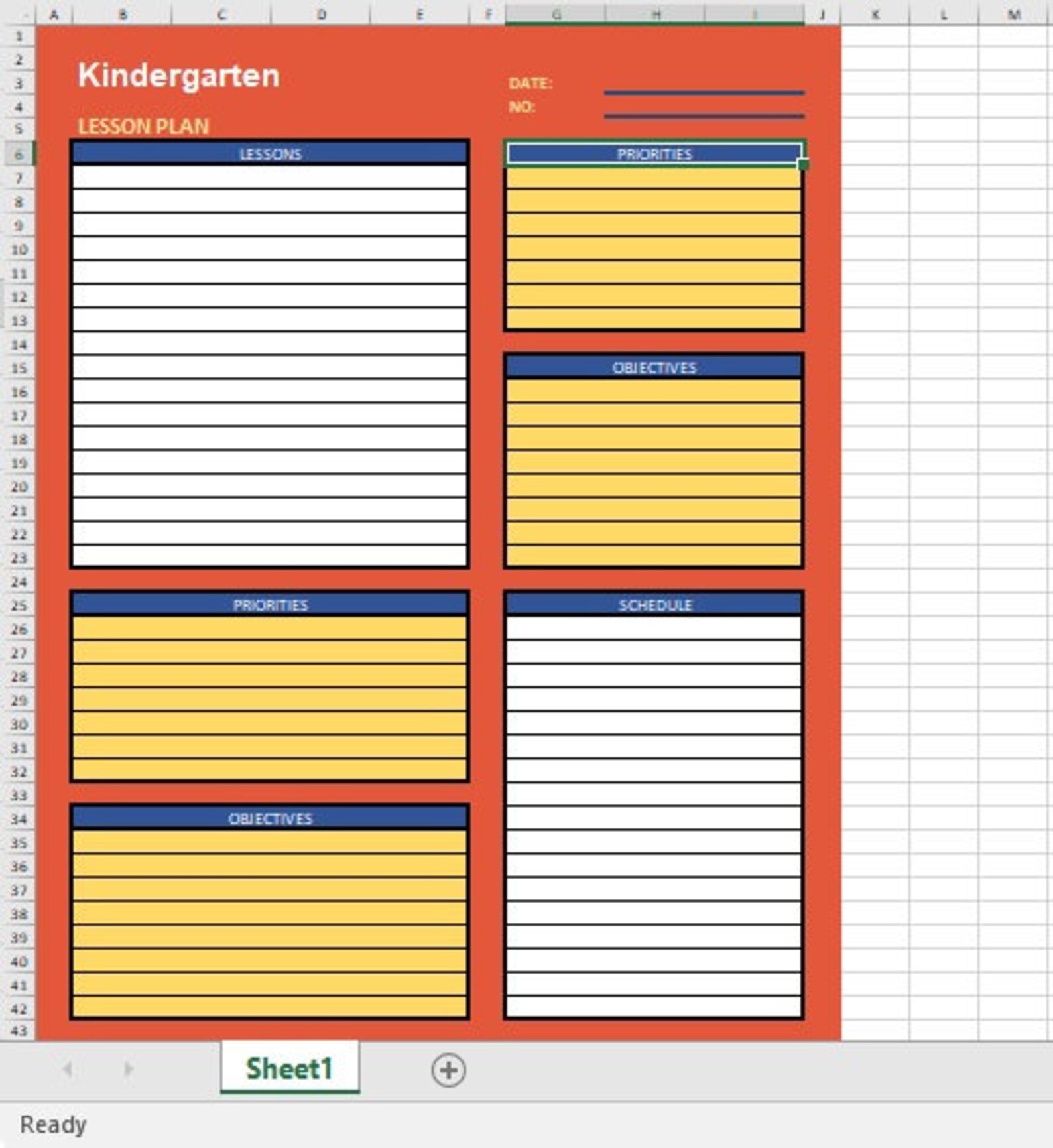 Lesson Planner for students in excel template format Etsy