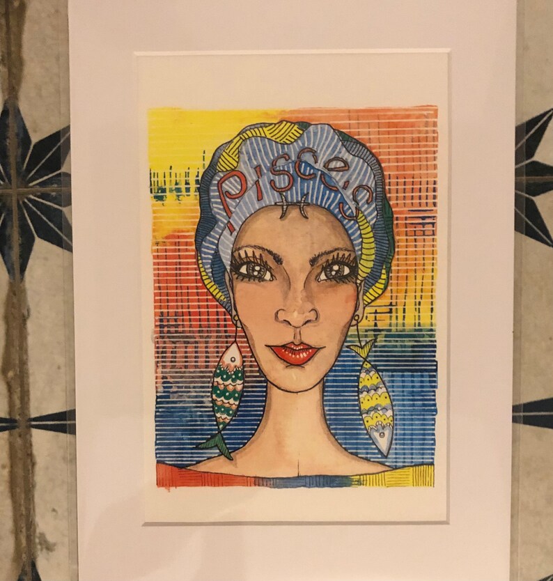 the print is from my original watercolour painting. Sophie Astrology print by Retro Spirit Oracle Pisces
