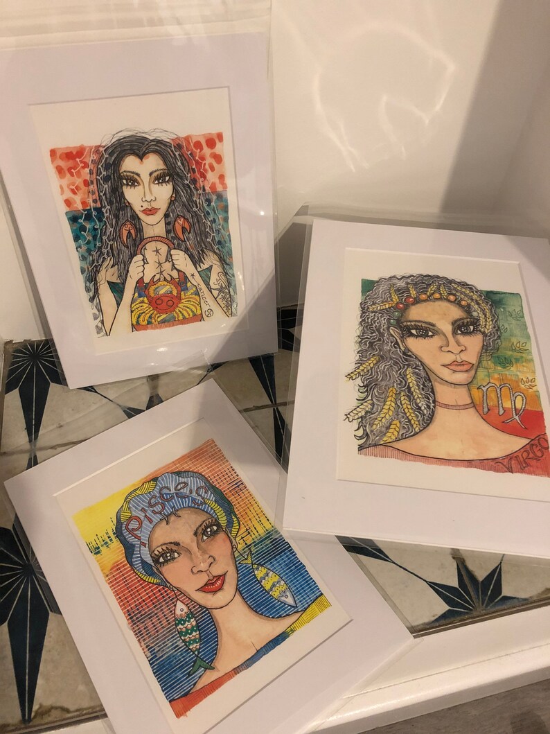 the print is from my original watercolour painting. Sophie Astrology print by Retro Spirit Oracle Pisces