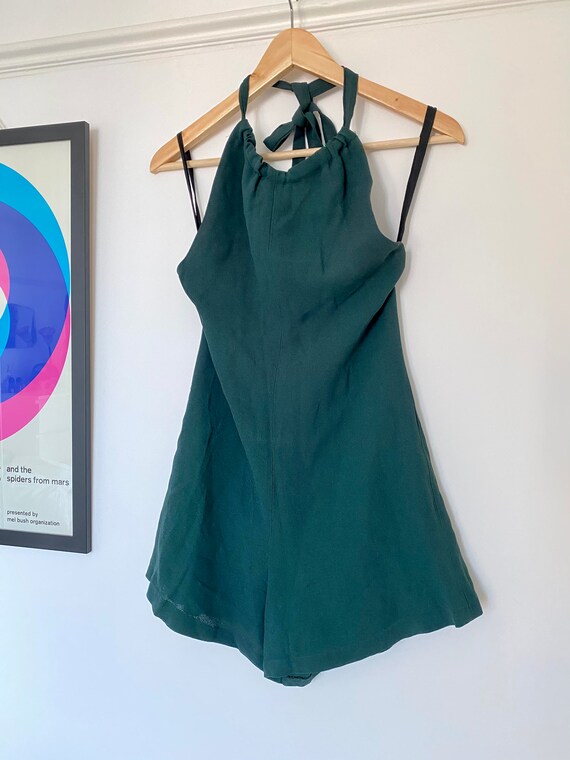 Vintage 70s Biba moss crepe halter next playsuit