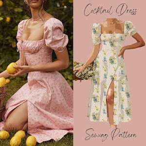 Cocktail dress Milkmaid Dress Sewing Pattern | DIY | Picnic Vibes | Sizes XXS-2XL