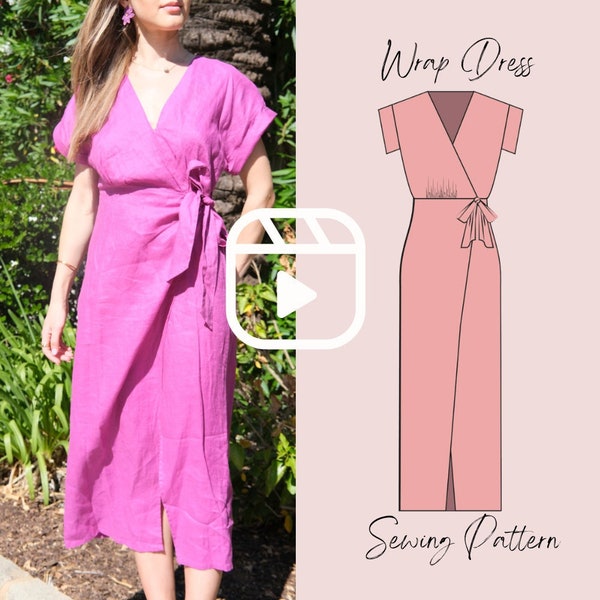 Pattern with video Wrap Dress Sewing Pattern | Sizes XS-XL | DIY Picnic Vibes