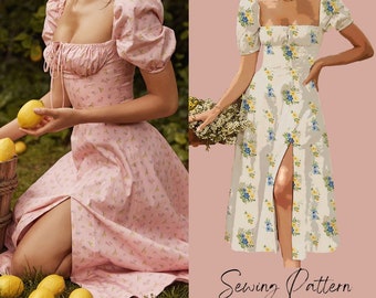 Cocktail dress Milkmaid Dress Sewing Pattern | DIY | Picnic Vibes | Sizes XXS-2XL