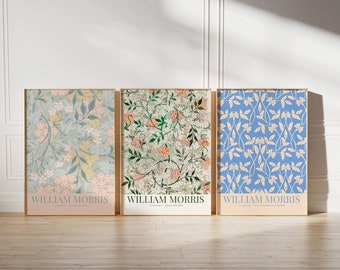 Set of 3 William Morris Digital Prints - Soft Pastel Colors, Unique Design for Pastel Color Lovers