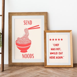 Set of 2 Digital Downloads: Aesthetic Noodles Art and Restaurant Review Print