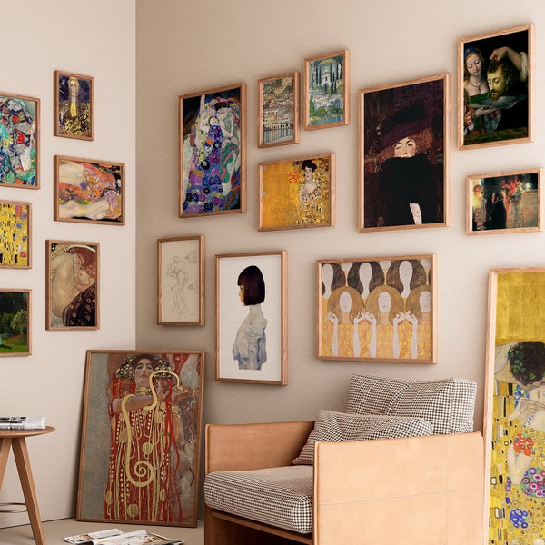 Conjunto de más de 85 impresiones digitales de Gustav Klimt - Descarga instantánea de decoración de pared Art Nouveau para el hogar y la oficina