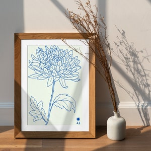 Aesthetic Blue Bloom: Unique Digital Download for Tranquil Room Deco