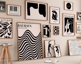200+ Black and White Printable Art Designs - Matisse Inspired Gallery Art Prints - Instant Download - Home Decor