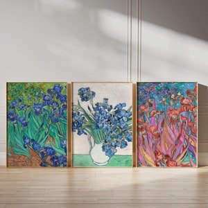 Set of 3 Van Gogh's Botanical Bloom: Set of 3 Aesthetic Digital Downloads, Unique Art Collection for Sophisticated Room Decor
