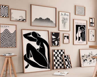 500+ Black and White Printable Art Designs - Matisse Inspired Gallery Art Prints - Instant Download - Home Decor