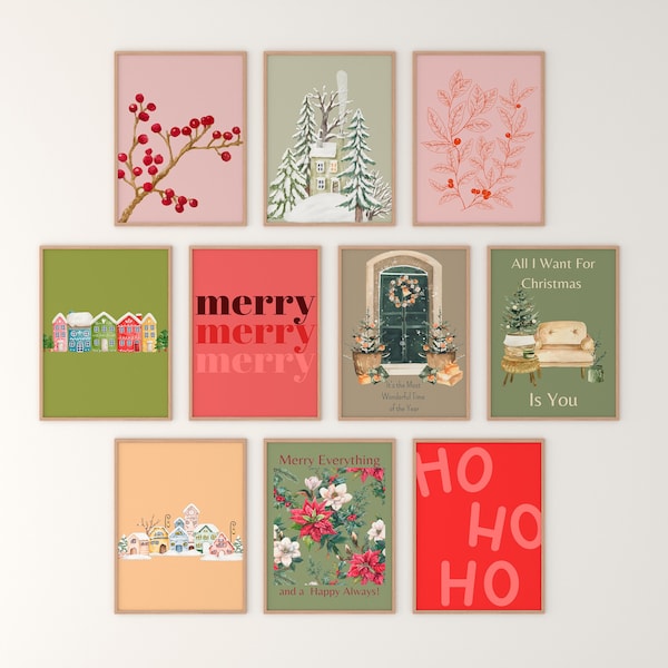 Set of 200+ Christmas Digital Art Downloads - Original Holiday Designs - Festive Home Decor - Stylish Seasonal Prints