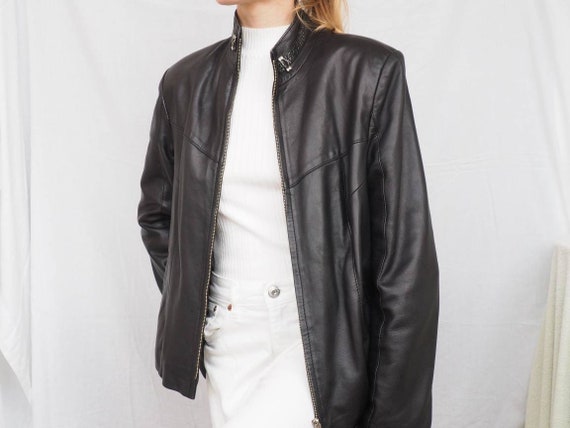 New vintage coat Leather jacket coat women Black l