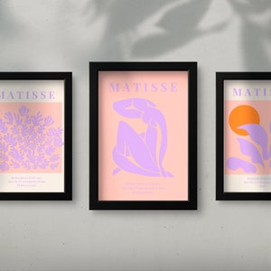 Set of 3 Digital Downloads Matisse-Inspired Harmony: Aesthetic Room Decor in Purple and Beige