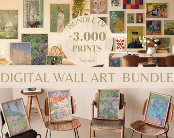 Más de 3.000 impresiones de arte vintage imprimibles para decoración del hogar - Conjunto de galería ecléctica - MEGA BUNDLE 3.000 Conjunto de impresiones de arte - Decoración de pared de galería ecléctica