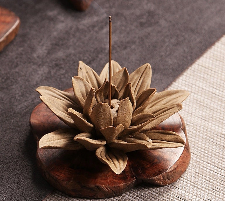 Lotus Incense Burner Holder Home Decor Decoration Clay Etsy