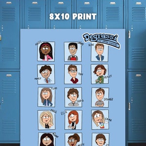 Rocznik Degrassi – wydruk 8x10, sztuka ścienna lata 90. Y2K