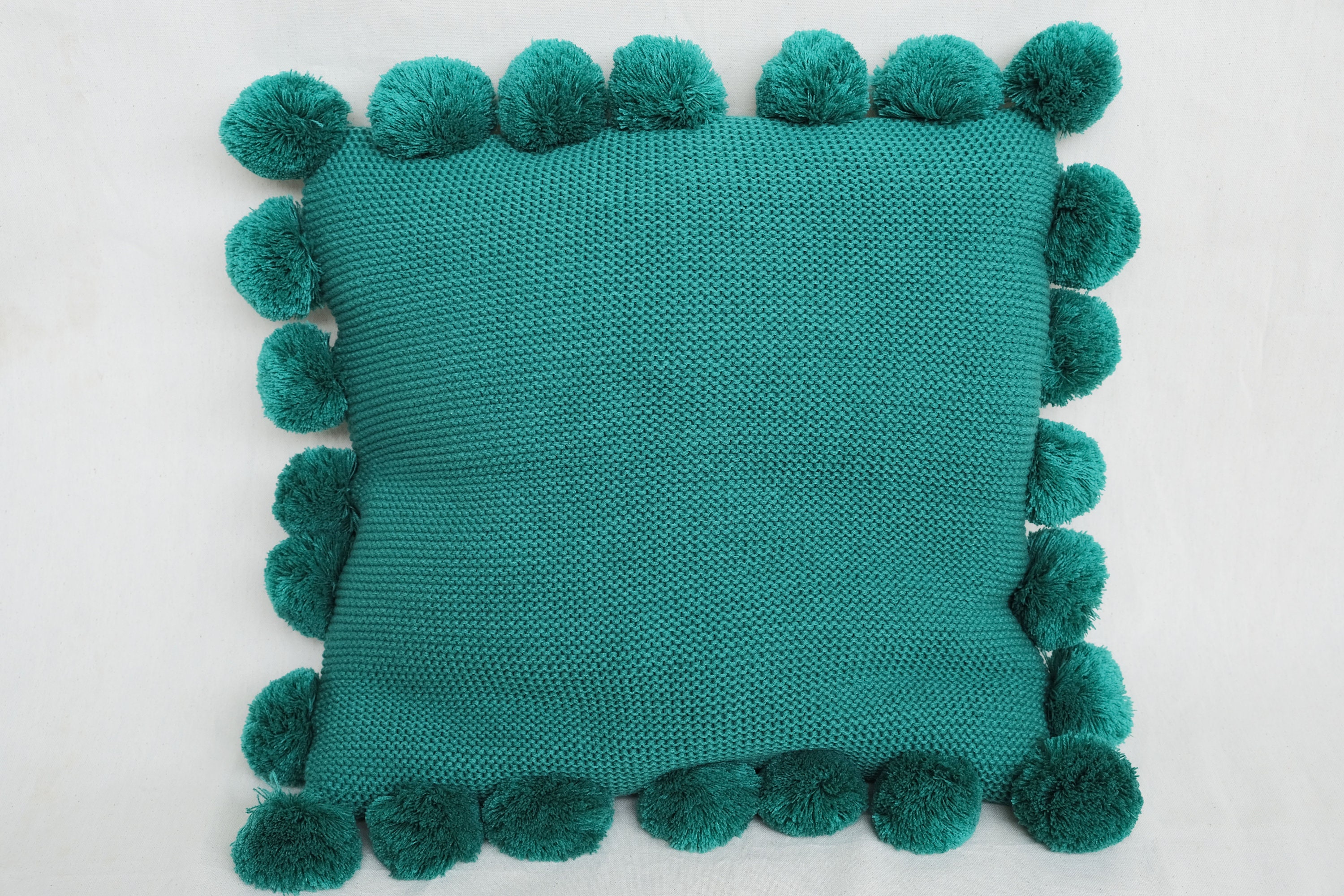 Emerald Green Pom Pom Cushion Cover Etsy