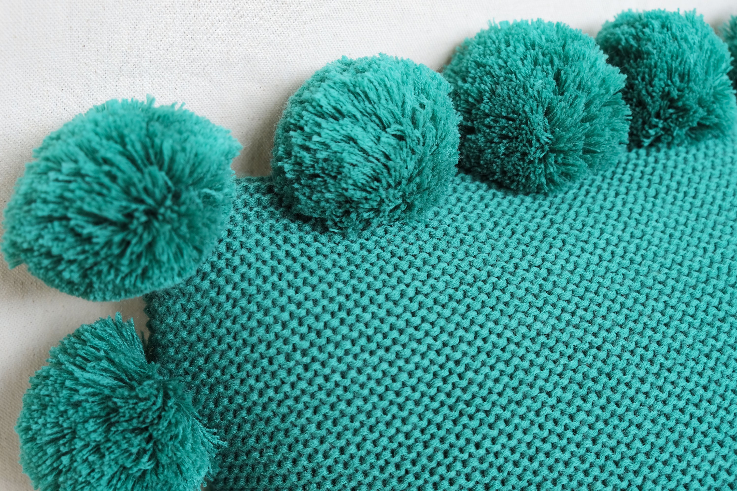 Emerald Green Pom Pom Cushion Cover Etsy