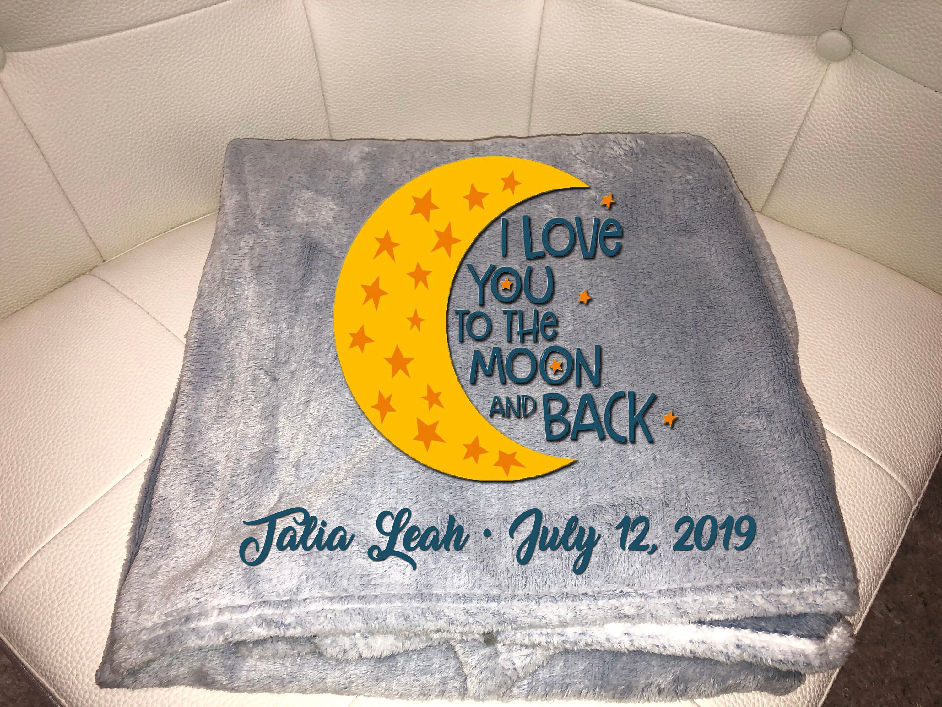 I Love You to the Moon and Back Kids Blanket Personalized I Etsy