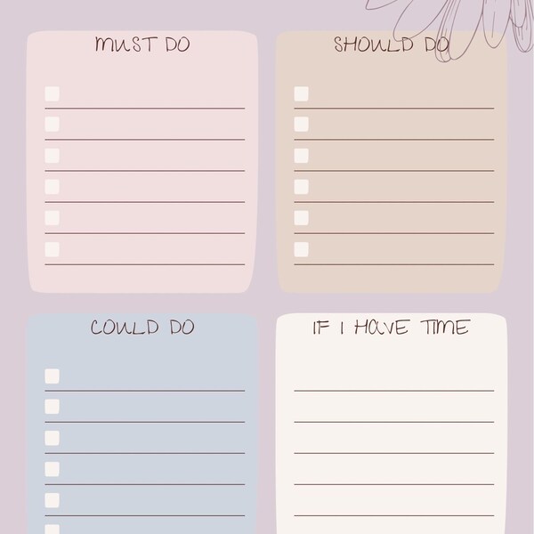 Printable Digital Download To-Do List, Planner Insert, Organisational Printable, Instant Download, Productivity Tracker