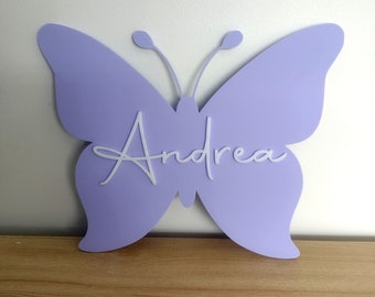 Personalised Butterfly Name Sign - Door / Wall Beautiful Decoration Bedroom Cute