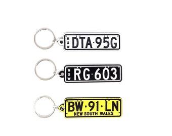 Personalised Number Plates Keychain NSW WA vic sa nt act tas qld Black White Yellow Acrylic Customised Registration Plates Cute Keyring