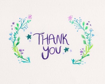 Pack of 6 Handmade Floral Thank You Cards