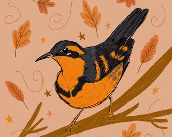 Varied Thrush Autumn Greeting Card