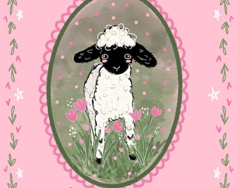 Set of 6 Easter Lamb Greeting Cards