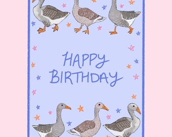 Happy Birthday Geese Greeting Card