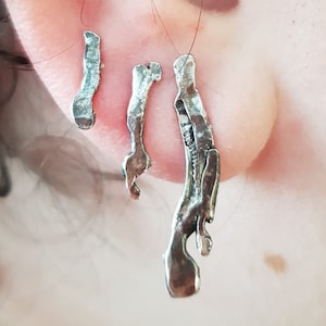 Organic shape sterling silver earrings for multiple piercings.  Set of 6.