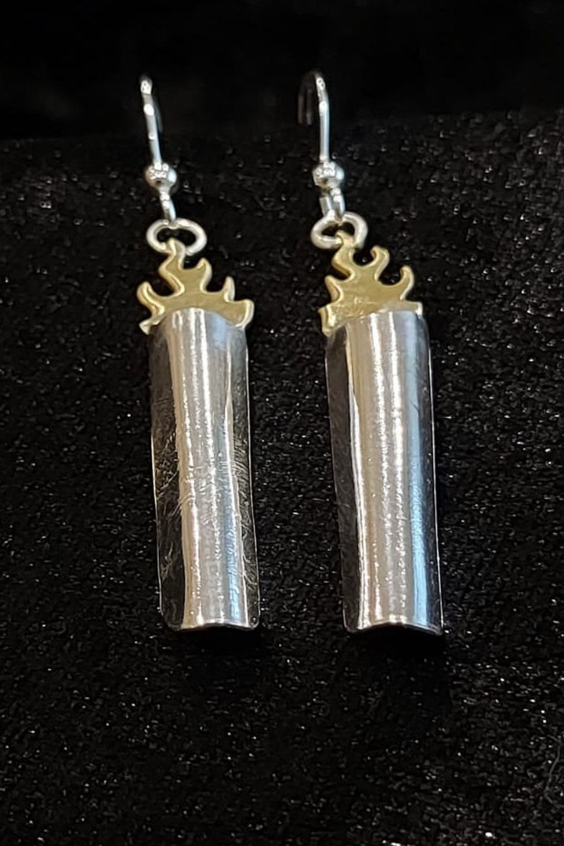 Sterling Silver Candle Earrings With Brass or Copper Flames Etsy