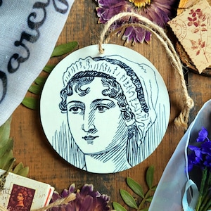 Pride and Prejudice double sided wooden decoration. Jane Austen gift idea! Literary ornament/Home decor gift/Bookish gift for book lover!