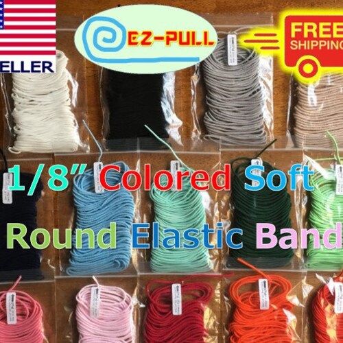 3mm Round Elastic Cord – 1/8" Braided Polyester Ear Hanging Tape For DIY Face Masks (White)