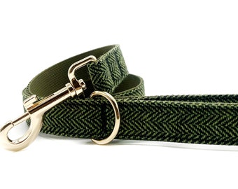 Green Chevron Dog Walking Leash - Custom Length Walking Lead for Small, Medium, Large Dogs, Heavy Duty Metal hook, Dog Lead, Training Leash