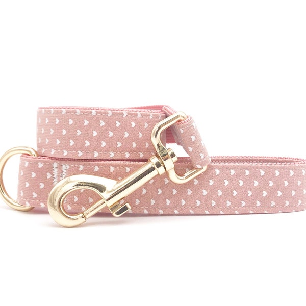 Pink Heart Dog Leash - Custom Length Walking Lead for Small, Medium, Large Dogs, Heavy Duty Metal hook , Dog Lead, Training Leash