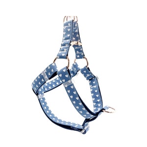 Blue Heart Dog Harness: Custom Engraved Name, Adjustable Fit