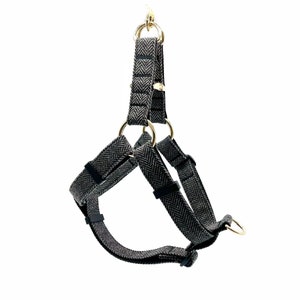 Black Custom Dog Harness, Adjustable Neck Harness for Small, Medium, Large Dogs, Metal Buckle, Personalized Engraved Dog Harness Handsewn