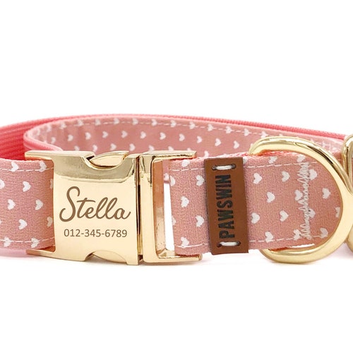 Pink Heart Custom Dog Collar Adjustable Neck Collar for - Etsy