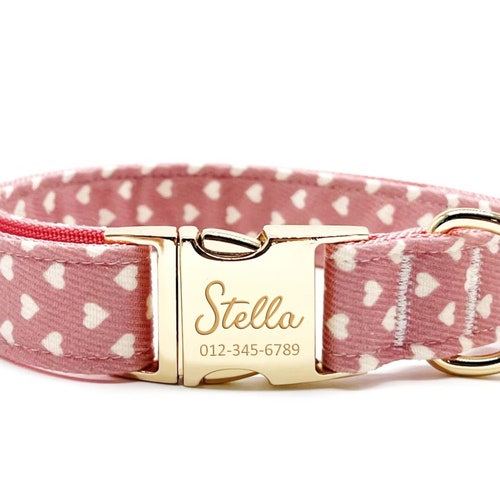 Pink Heart Custom Dog Collar Adjustable Neck Collar for - Etsy