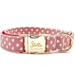 Personalized Dog Collar: Handmade Pink Sweetheart, Custom Engraved Name