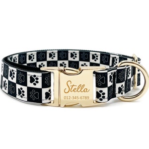Personalisiertes Pfotenabdruck Hundehalsband: Metallschnalle mit individueller Gravur