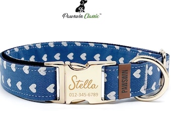 Personalized Dog Collar - Custom Name, Metal Hardware, Handmade, Collar for Small to Large Dogs, Gift for Dogs -